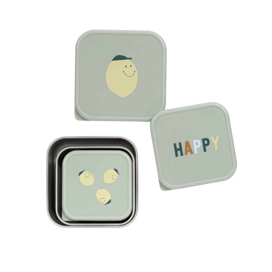 Brotdosen von Lässig mit Zitronen-Motiv und der Aufschrift HAPPY
