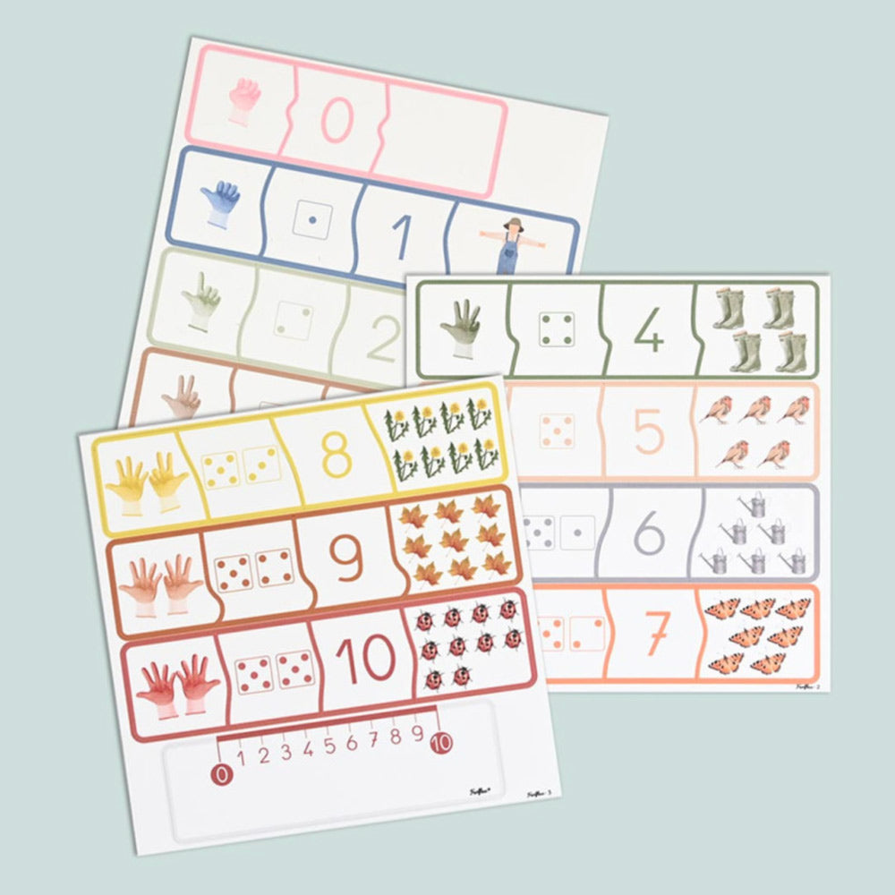 Magnete für Kinder zum Zählen lernen kommt in 3 Bögen in Puzzle-Art