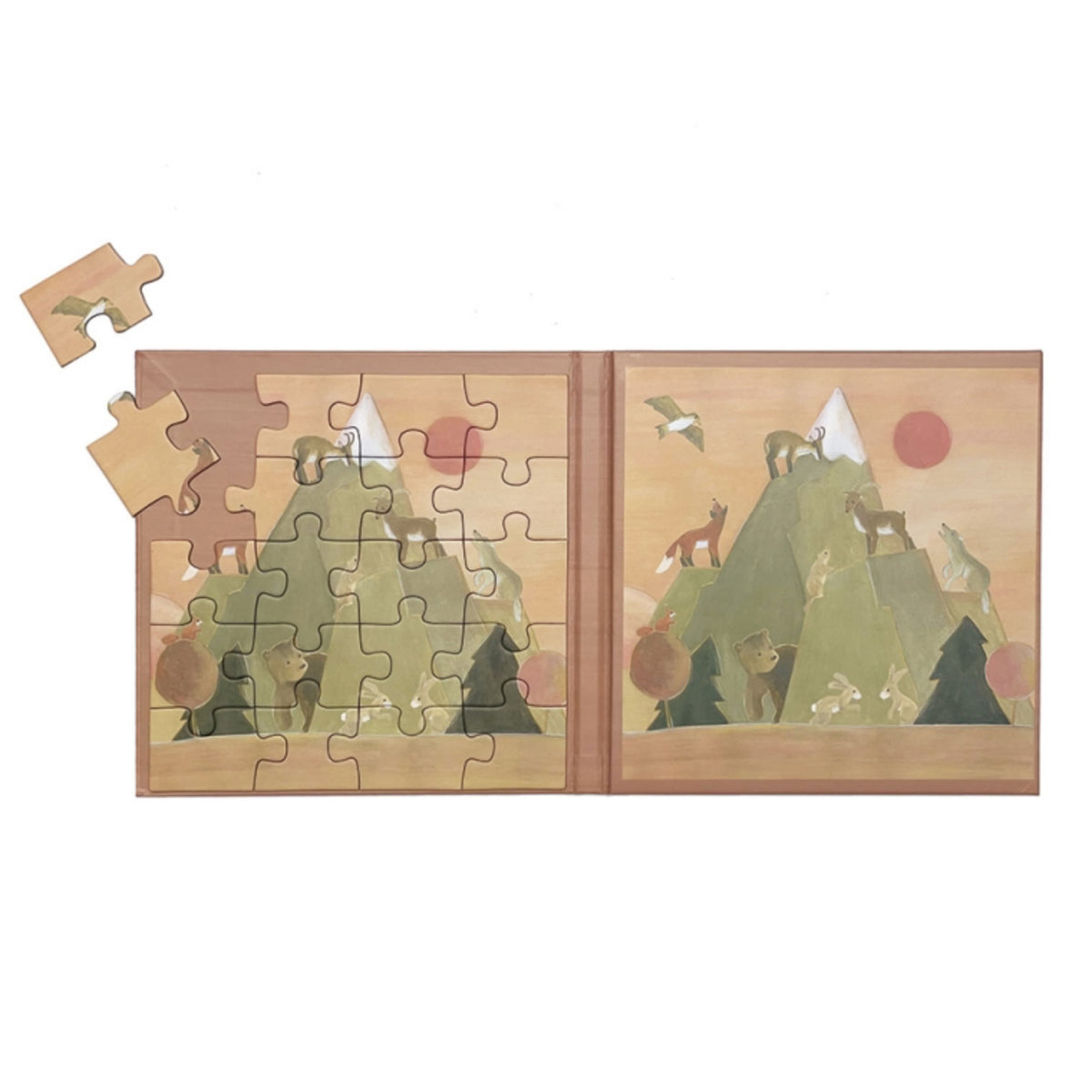 Das Puzzle bleibt magnetisch an dem Buch haften und ist somit perfekt zum Mitnehmen